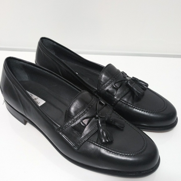 Mens 13M Pertini Black Leather Tassel Loafers. Exc - Picture 1 of 8